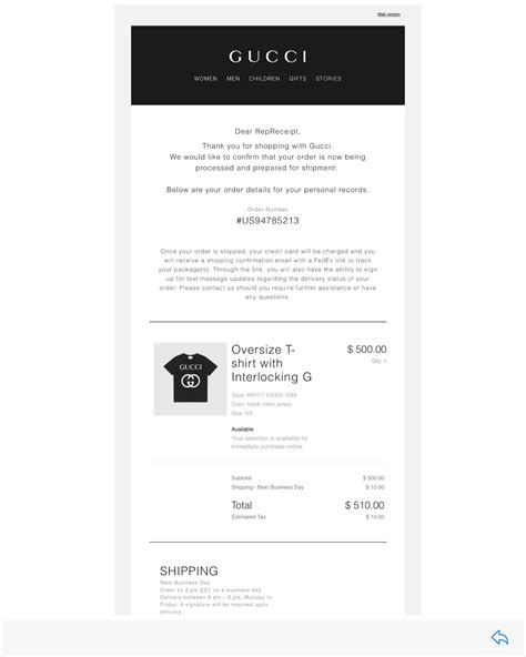 gucci return policy online|gucci online receipt.